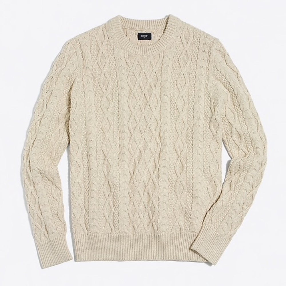 J Crew Fishermen Cable Knit Crew Neck Sweater